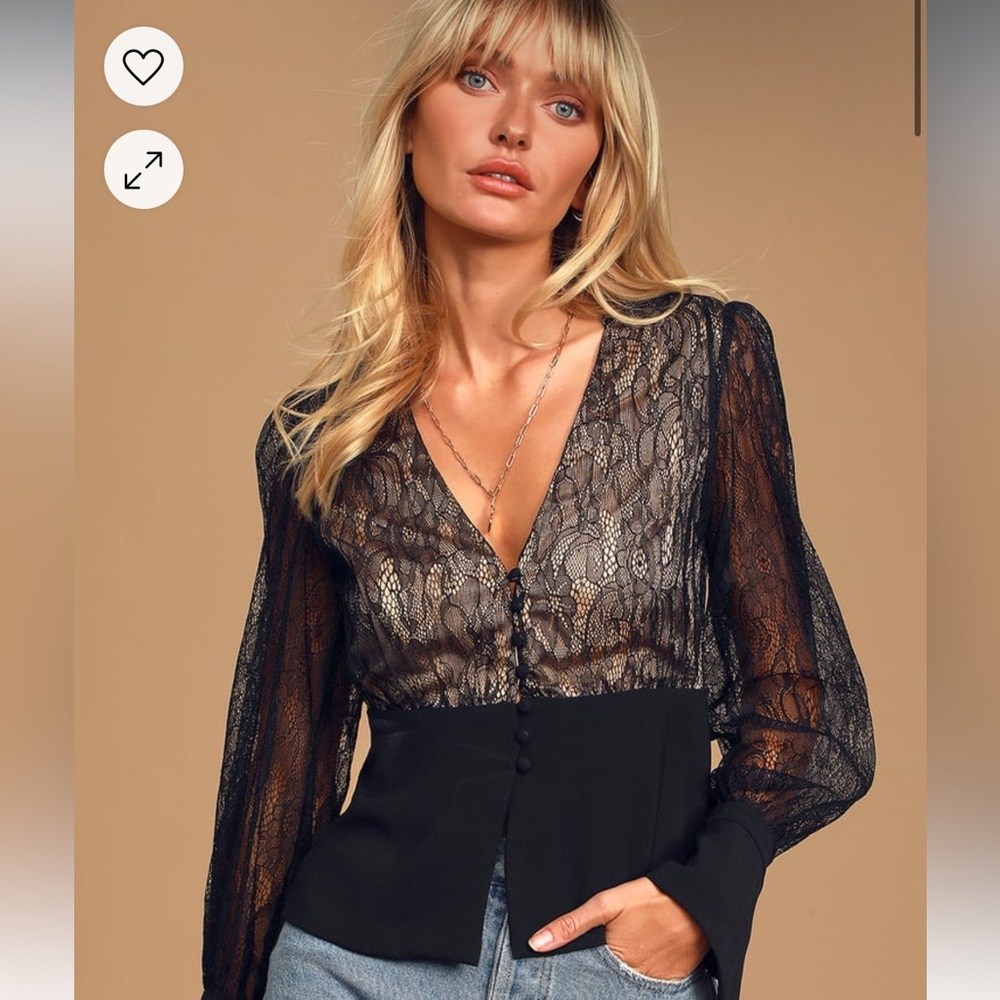 Lulus Black Lace Long Sleeve Top